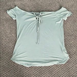 Pacsun off the shoulder grey/green top